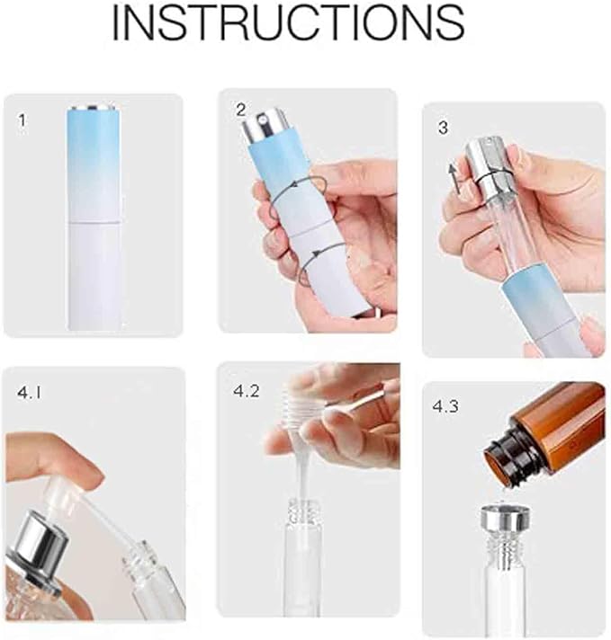 8ML Atomizer Perfume Spray Bottle for Travel (5 PCS) Empty Cologne Dispenser, Refillable Portable Sprayer