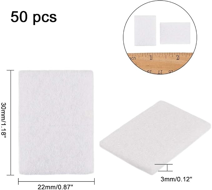 PH PandaHall Unscented Aroma Pads, 50 Pack 1.1x0.8 Aroma Oil Refill Pads Microfibre Perfume Diffuser Pad for Home Electronic Equipment Locket Scent Ball Plug-in Diffuser