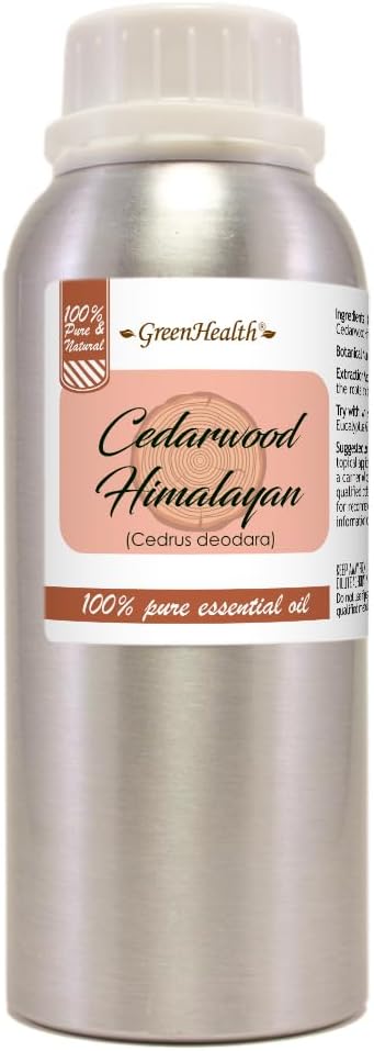 Cedarwood Himalayan Essential Oil – 8 fl oz (237 ml) Aluminum Bottle w/Plug Cap – 100% Pure Essential Oil – GreenHealth