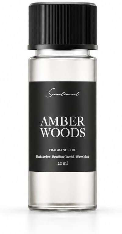 Scentiment Amber Woods Diffuser Oil - Premium Hotel Scent with Notes of Black Amber, Plum, & Crème de Cassis Home Scent, Aromatherapy Fragrance Oil Diffuser Refill - 0.68 fl oz (20 mL)