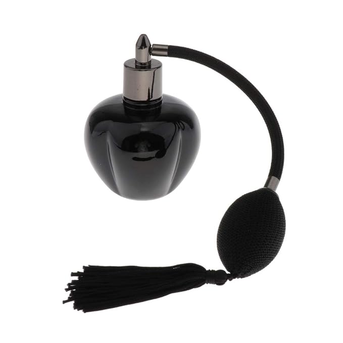 Long Bulb Perfume Bottle 100ml for Refill, black, 10.5x6.5cm