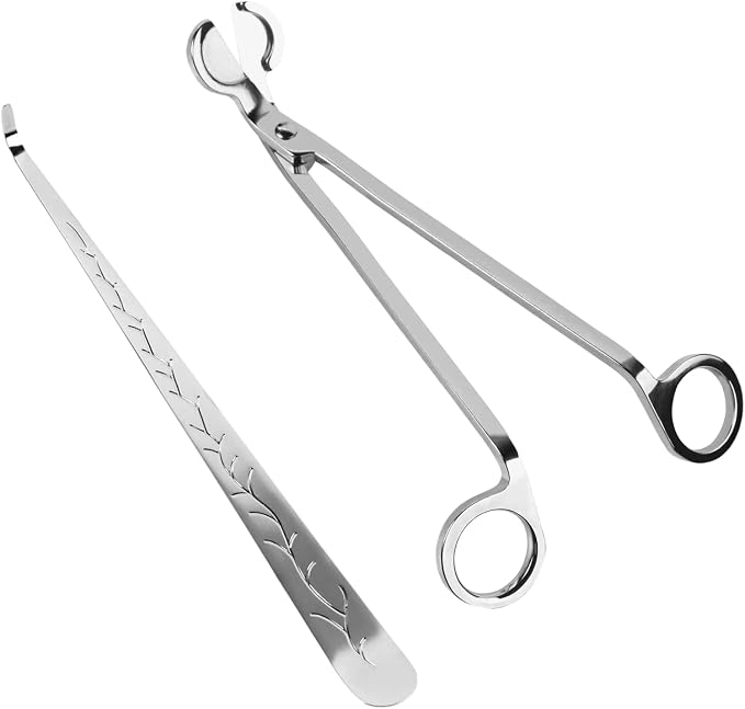 Candle Wick Trimmer and Snuffer Set, 7.09 inch Scissors with Hook, Stainless Steel