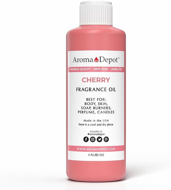 Aroma Depot 4 fl oz Cherry Fragrance Oil for Candles, Soap Making, Wax Melts, Diffusers, Body Oil Blends & Incense (120ml)