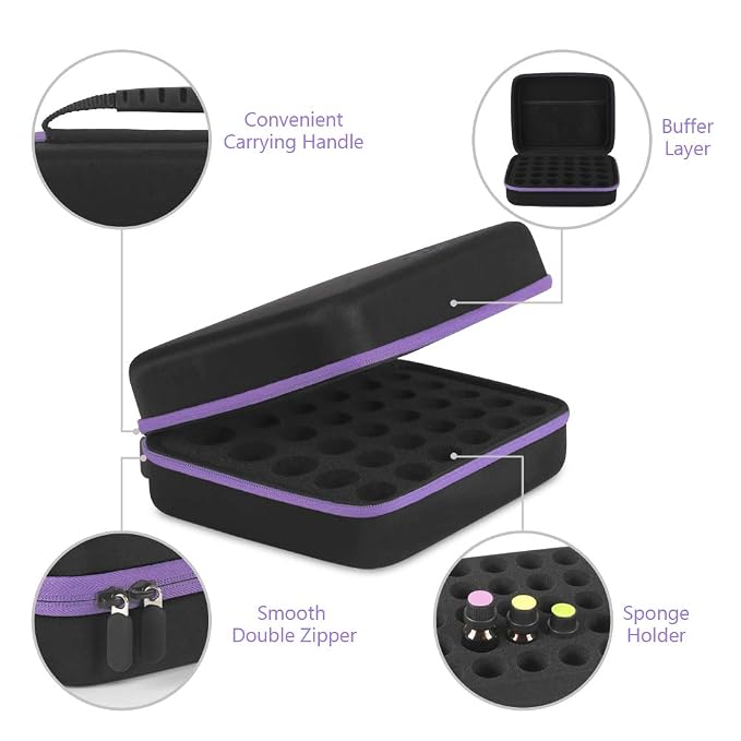 JSVER Essential Oil Storage, 30 Bottles,Essential Oil Holder Case, Essential Oil Case for 5ml, 10ml, 15ml Bottles Travel Storage Organizer Bag for doTerra, Young Living Oils, Premium, Aromatherapy