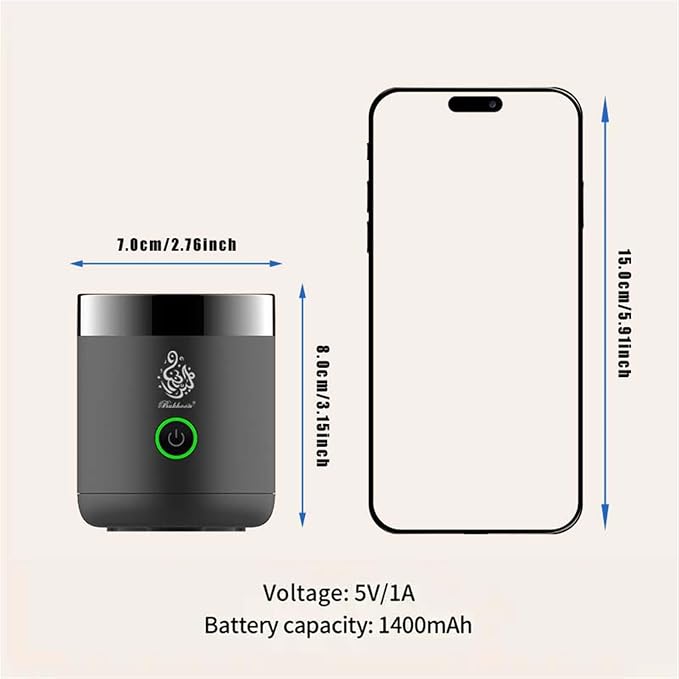 Luxury Electric Bakhoor Burner 2025 Portable USB Type-C Rechargeable Mini Incense Diffuser Arabic bakhoor Muslim Incense Holder for Car and Home,Mb2 Black