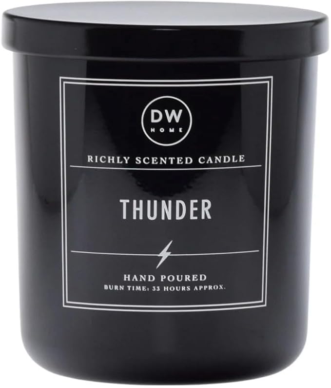 DW Home Thunder Scented Candle – Cedarwood, Birch & Bergamot Fragrance, 9 oz Single Wick Jar Candle, Long Burning Home Fragrance