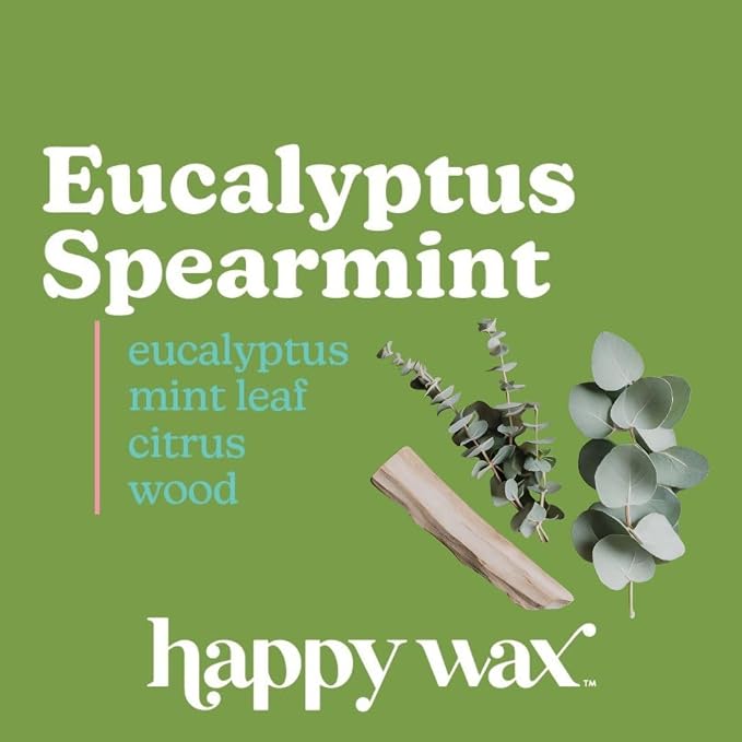 Happy Wax Eucalyptus Spearmint Scented Bear Wax Melts - Natural Strong Eucalyptus Scented Wax Melts Infused w/Essential Oils - Non Toxic Soy Wax for Warmers (8 oz Pouch)