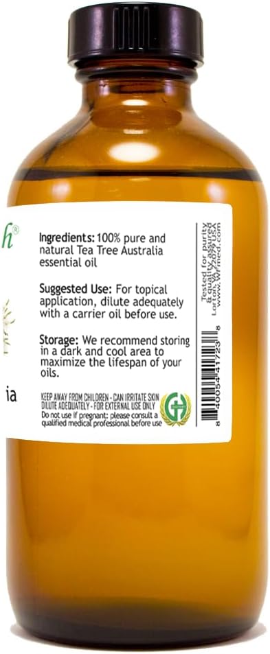 Tea Tree (Australia) Essential Oil - 8 fl oz (100% Pure & Uncut) Amber Glass Bottle w/Cap - GreenHealth