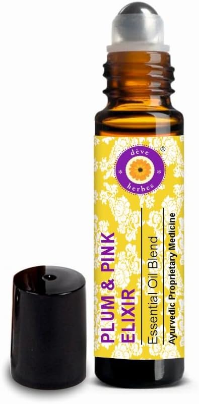 déve herbes Plum & Pink Elixir - Blend of Jasmine, Chamomile, Rose Geranium, French Lavender & Lemon Essential Oils 10ml (Roll-On)