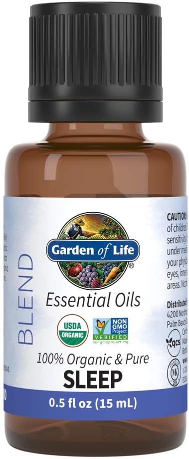 Garden of Life Essential Oil Sleep Blend – 100% Pure Lavender, Ylang Ylang & Chamomile Essential Oil for Diffuser, Home, Skin & Body Care, Calming and Peaceful, USDA Organic, Non-GMO, 0.5 fl oz