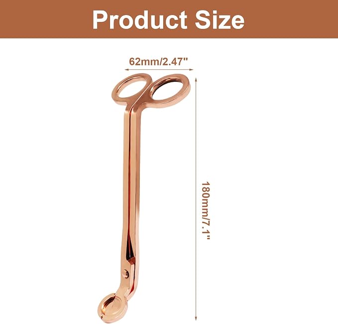 Candle Wick Trimmer, Stainless Steel Candle Wick Clipper Wick Cutter Scissor, Rose Gold