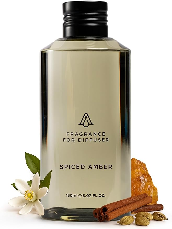 AromaPlan Fragrance Oil Spiced Amber 5 Fl Oz (148ml) Winter Collection | Luxury Hotel Scent Diffuser Oil | Hotel, Home & Spa | Non-Toxic, Made in USA - Bigger Bottle, Bolder Aroma & Longer Lasting