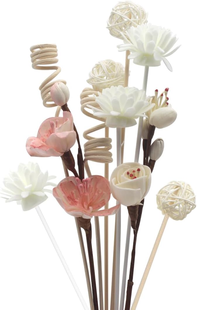 16 Pcs Reed Diffuser Sticks, Natural Rattan Hand Made Flower Reed Fragrance Diffuser Set, Reed Fragrance Diffuser Flowers Refill Replacement Sticks, House Bedroom Office Decor
