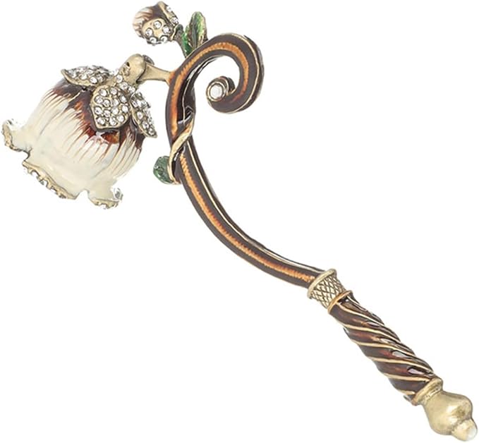 MUXSAM Vintage Candle Snuffer, Candle Extinguisher with Long Handle, Metal Wick Flame Snuffer for Putting Out Candle Flame Safely, Floral Candle Snuffers Accessory for Candle Lovers, Brown
