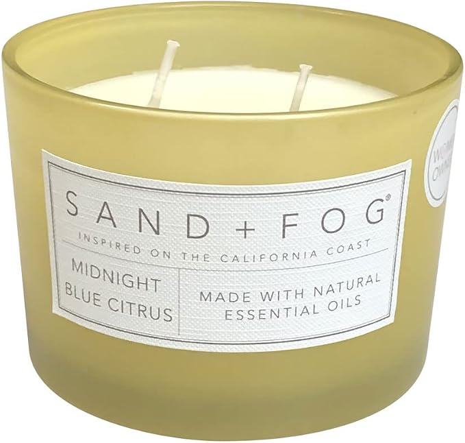 Sand + Fog Scented Candle - Midnight Blue Citrus – Additional Scents and Sizes – 100% Cotton Lead-Free Wick - Luxury Air Freshening Jar Candles - Perfect Home Decor – 12oz
