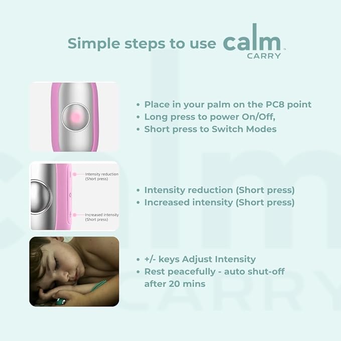 Glowco CalmCarry Sleep Aid Device – Handheld Microcurrent Relaxation Tool, Supports Calm, Focus & Gentle Relief, USB Rechargeable, Portable Wellness Device for Adults & Kids | Pink Calm Carry