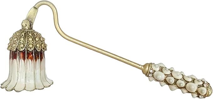 MUXSAM Vintage Candle Snuffer, Candle Extinguisher with Long Handle, Metal Wick Flame Snuffer for Putting Out Candle Flame Safely, Floral Candle Snuffers Accessory for Candle Lovers, White