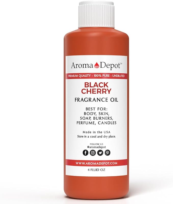 Aroma Depot 4 fl oz Black Cherry Fragrance Oil – Scent for Candle Making, Soap Making, Wax Melts, Diffusers, Body Oil Blends & Incense (120ml)