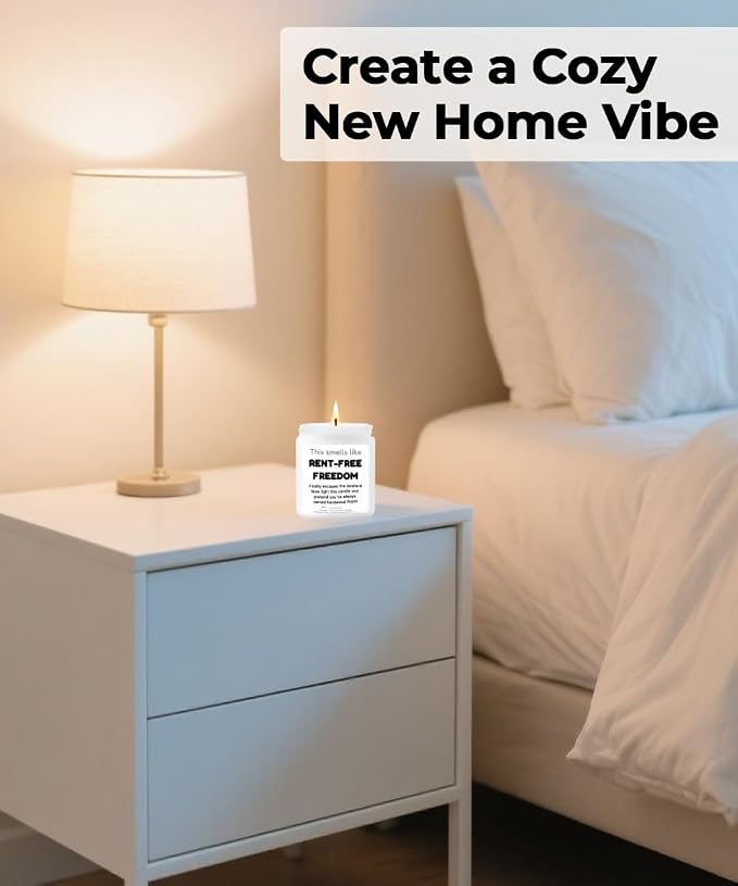 Housewarming Gifts New Home– Lavender Candle, Cozy Aromatherapy Decor, Gift for Friends, Family & New Homeowners, House Essentials for New Home, New House Essentials by Joyqua, White