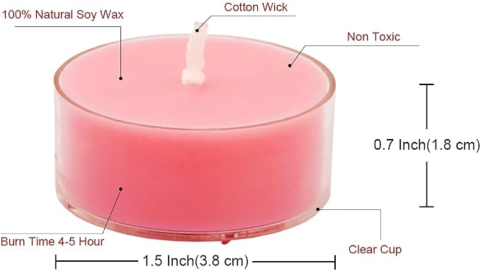 DEYBBY Natural Scented Soy Wax Tealight Candles Bulk, Rose Aromatherapy Luxury Tea Candle Set of 36-4 Hour Burning Great Gift