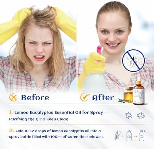 HIQILI Lemon Eucalyptus Oil, for Spray, Diffuser, Indoors, Outdoors, Garden, Yard - 1.01 Fl Oz