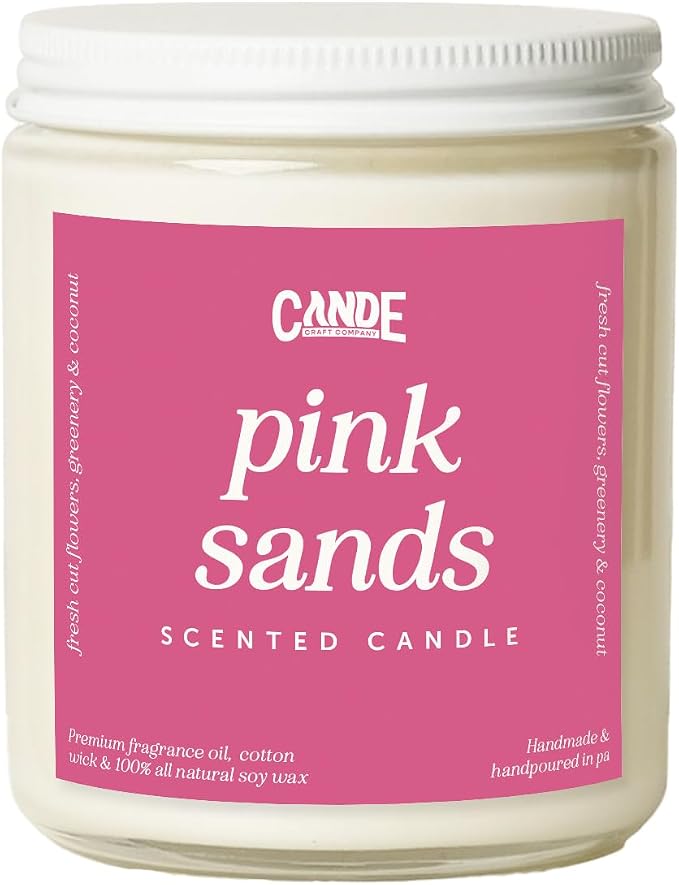 CE CRAFT Scented Soy Wax Candle for Home, Luxury Scented Soy Jar Candle, Hand Poured in The USA, Highly Scented & Long Lasting for Home, Mom, Women, Birthday Gift (Pink Sands)