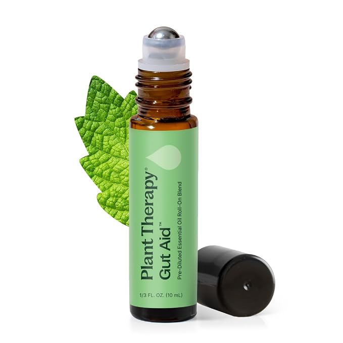 Plant Therapy Gut Aid Essential Oil Blend Roll-On 10 mL (1/3 oz) 100% Pure, Pre-Diluted Roll-On, Supports Healthy Digestion, Ready for Topical Application