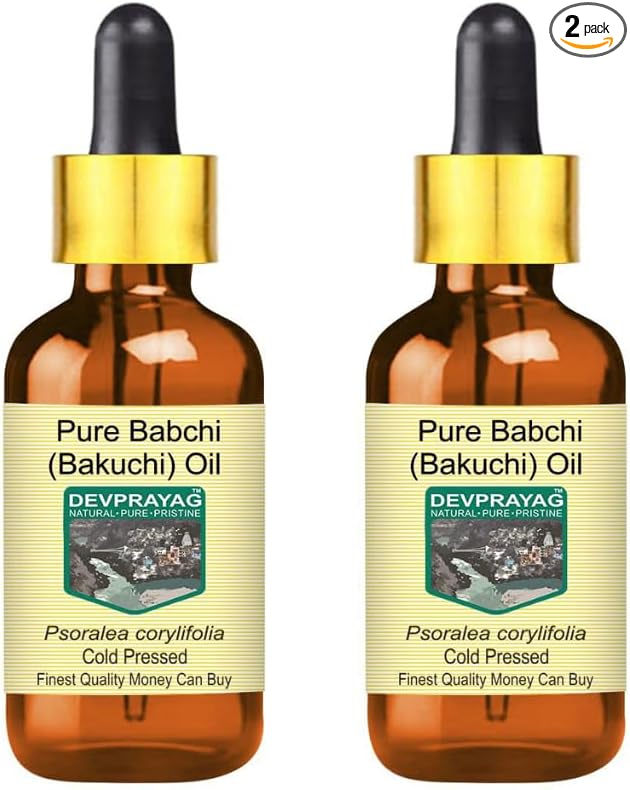DEVPRAYAG Babchi (Bakuchi) Oil (Psoralea corylifolia) with Glass Dropper | Cold Pressed | Pure | for Diluting Essential Oils | Skin & Massage | Non-Sticky | Lightweight | Unisex | 15ml X 2 (1 oz)