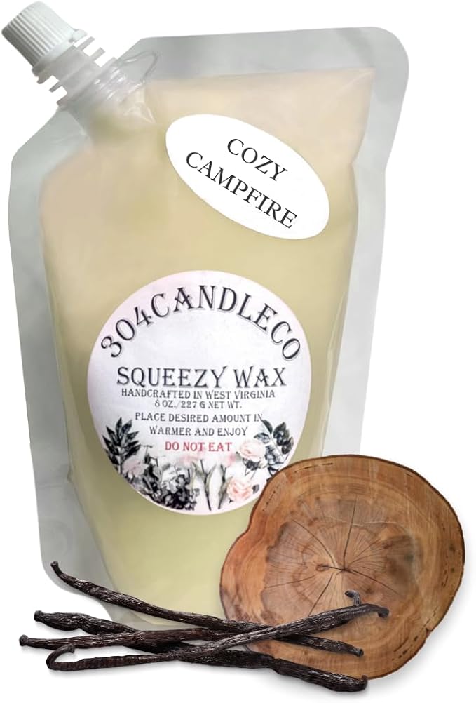 304CandleCo Large Squeeze Soy Wax Melt - 50 SCENTS! - Highly Fragrant & Hand-Crafted - Easy Mix & Match - American Made - Perfect for Wax Warmers (3oz, Cozy Campfire)