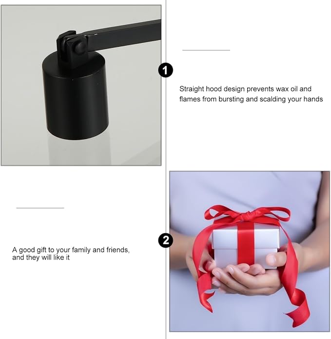Candle Snuffer Extinguisher with Long Handle 6.69inch Stainless Steel Wick Flame Snuffer for Putting Out Wick Flame Safely, Black Candle Accessories