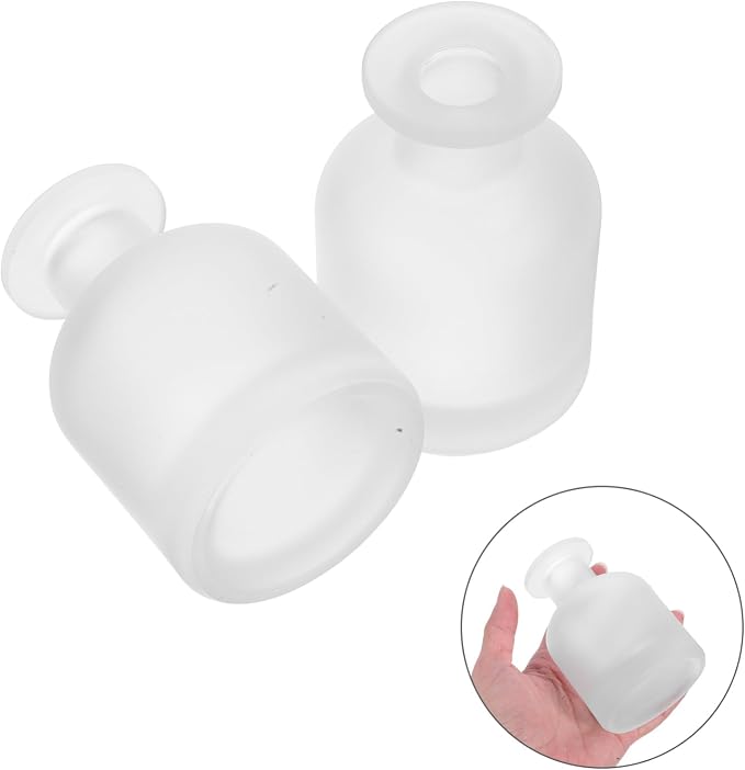 Generic 2pcs Decorative Glass Diffuser Bottles Empty Aroma Containers for Home Office Elegant Reed Diffuser Jars for Even Oil Diffusion Simple Cleaning