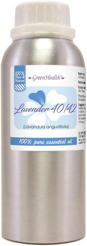 Lavender 40/42 Essential Oil – 8 fl oz (237 ml) Aluminum Bottle w/Plug Cap – 100% Pure Essential Oil – GreenHealth