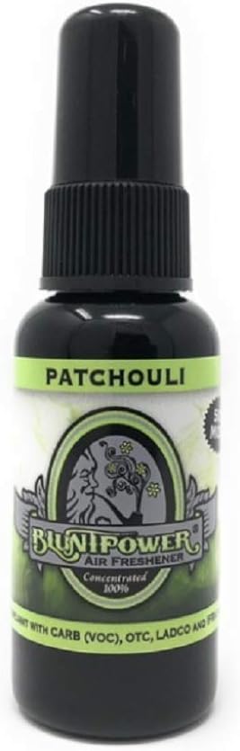 BluntPower (Patchouli, 1 Pack) Concentrated Air Freshener for Room and Car Spray - Oil-Based Diffuser Spray Bottle - Long-Lasting Bathroom Spray, Car Freshener, & Odor Eliminator Spray