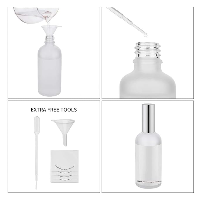 Empty Frosted Glass Spray Bottle 3.4oz, Perfume Atomizer, Fine Mist Spray (2 PACK)