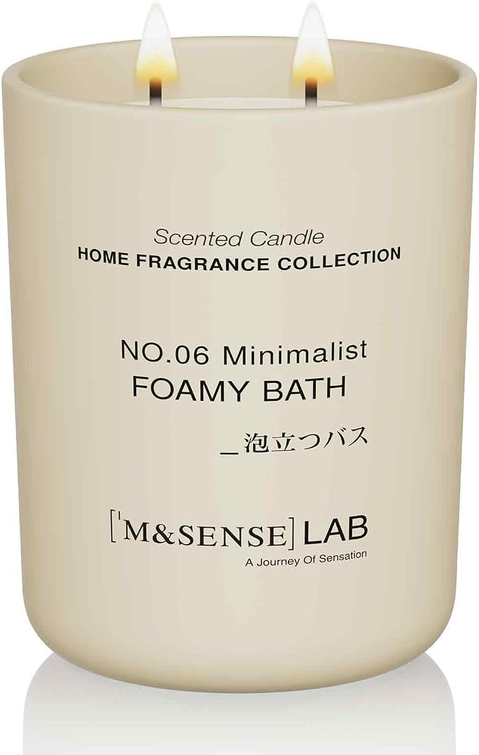 M&SENSE Natural Soy Large Candle| Foamy Bath | 16.6 oz, 95H Burn | Mini Spring Scented Candles for Relaxation, Meditation, Home Décor | for Bedroom, Office, Party