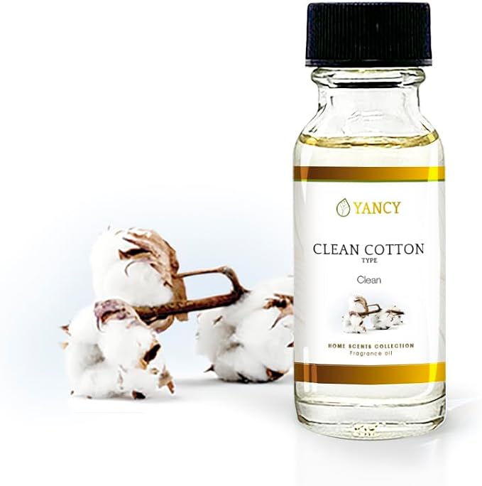 YANCY Clean Cotton Luxury Collection Fragrance Oil (1/2 oz), Crisp Linen Scent, Ideal for Diffusers, Oil Burners & Aroma Lamps, Fresh Fragrance for a Just-Laundered Feel
