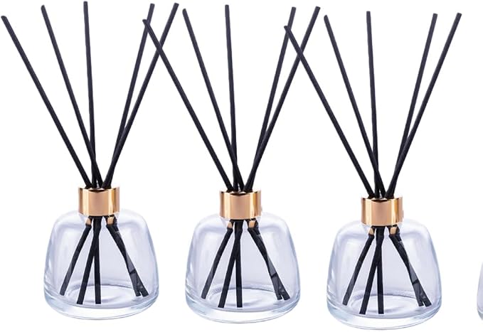 Empty Reed Diffuser Bottle and Black Reed Diffuser Sticks Refill Set for Bathroom Hotel Home Decoration (3, Transparent, 100ml)