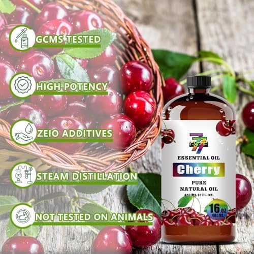 Cherry Essential Oil, Cherry Oils, for Diffuser, Humidifier, DIY Candles, Soap, Home, Office, Car, Gift, Essential Oil, GV77ZF Cherry Fragrance Oil - 16 fl oz (480 ml)