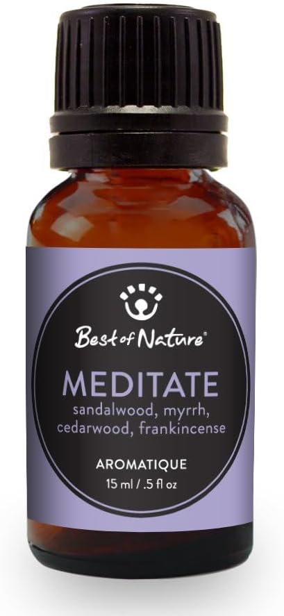 Best of Nature Meditate Essential Oil Blend – Sandalwood, Myrrh, Cedarwood & Frankincense – 100% Pure for Diffuser, Calm & Focus – Grounding Aromatherapy for Daily Rituals