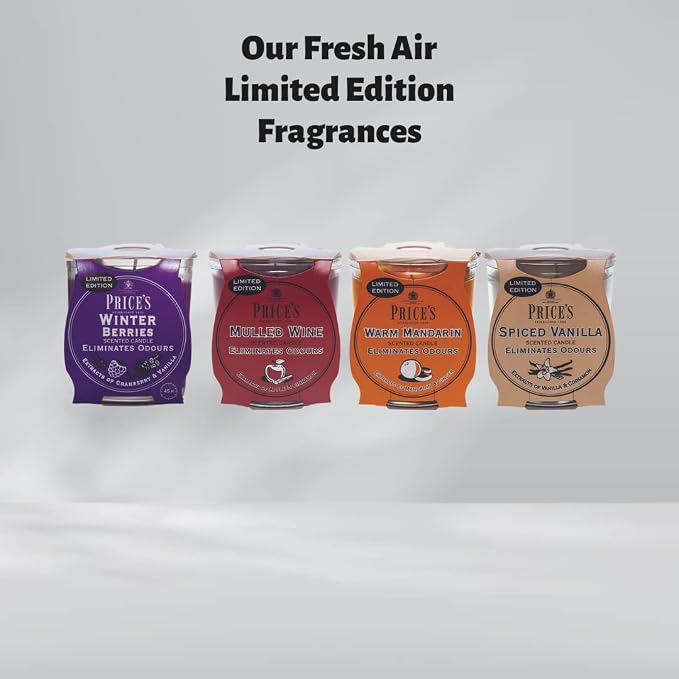 Price's - Anti-Tobacco Tin Candles - Odour Eliminating - Made with Orange and Clove Extracts - Clean, Fresh, Quality Fragrance - Long Lasting Scent