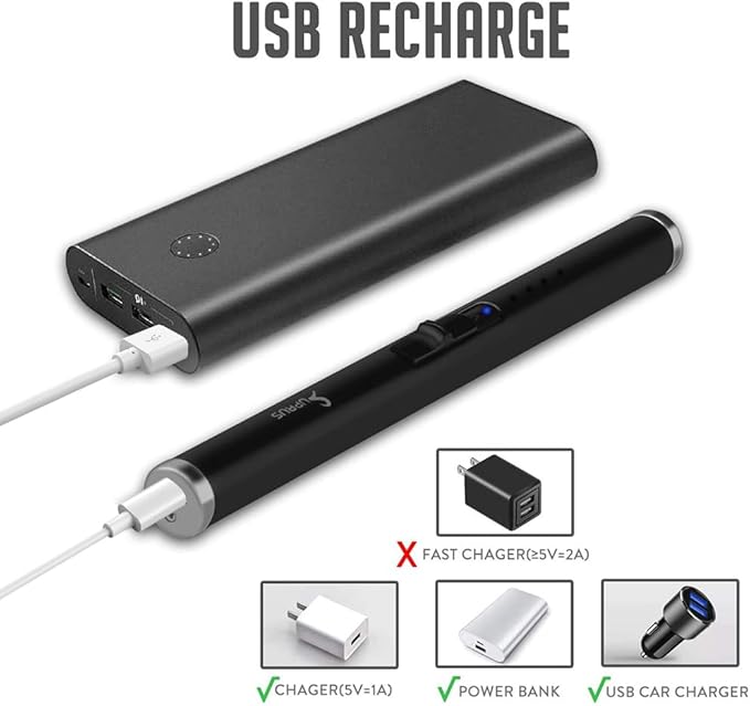 SUPRUS Candle Electric USB Lighter Safety Switch Rechargeable Flameless Plasma Windproof Pocket Size (Black&Black&Black)