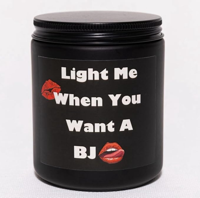 Sandalwood Soy Wax Candle, 7OZ - Gifts for Him, Birthday Gifts for Men, Funny Gift for Men, Novelty Gift for Boyfriend, Husband, Light Me When You Want a B*J