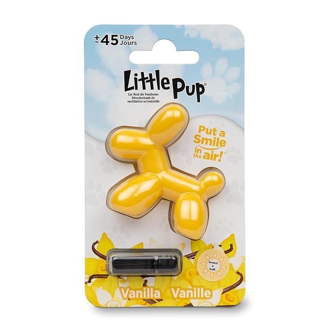 Little Pup 96602 Vanilla Scent, Car Air Freshener, Clips to A/C Air Vent, Alcohol-Free Fragrance Oil, Non-Hazardous and Non-Toxic Plastic, Set of 1 (Pack of 2)