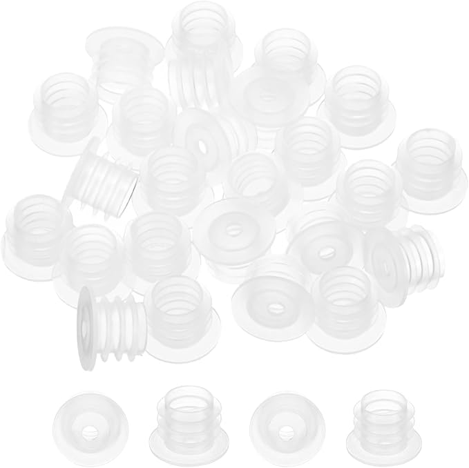 PATIKIL Bottle Adapter 0.39"/10mm Press in Plugs Clear 25Pcs, 0.12" Hole | for Oral Dispenser Liquid Oil Plastic Glass Bottles Stopper