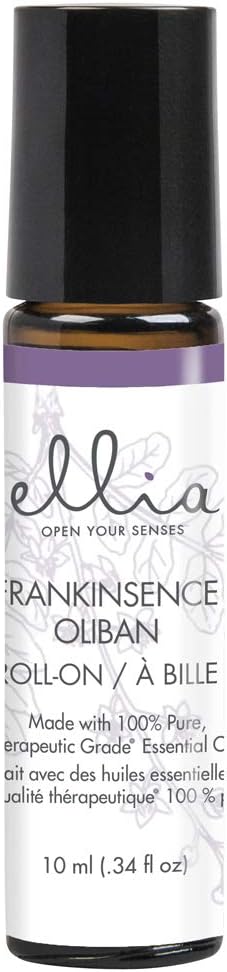 Ellia Frankincense Essential Oil Roll-On | 10ml, 100% Pure, Therapeutic Grade, Clear (ARM-EO10ROFRK)