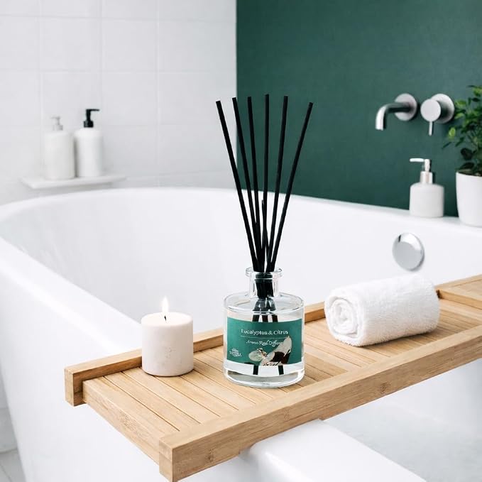 Reed Diffuser Set, Eucalyptus & Citrus 3.52 oz (100ml) Scented Diffuser with Sticks Home Fragrance Reed Diffuser for Bathroom Shelf Decor, Ideal Gift for Woman