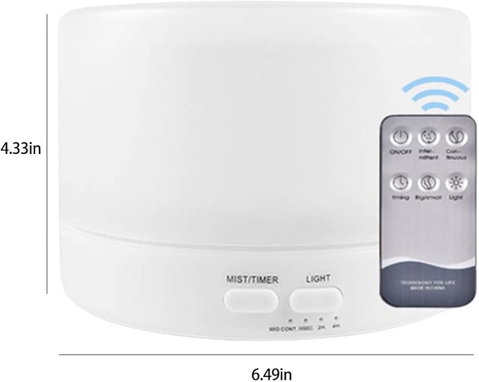 Generic Diffusers 500ml Essential Oil Diffuser with Adjustable Mist Mode, 2024 New Auto Off Aroma Diffuser 7-Colors lignts for Bedroom, Office, White