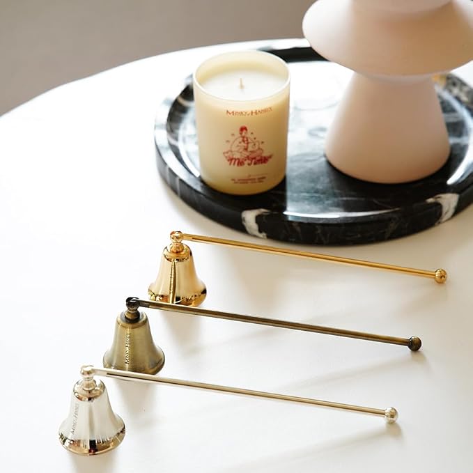 Candle Snuffer Accessory - Brass Design - Safely Extinguish Candle Flames - Home Decor and Gift for Candle Lover (Silver)
