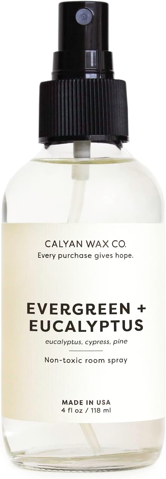 Calyan Wax Co. Evergreen & Eucalyptus Room Spray - Clean Air Freshener - Natural Room Deodorizer - Air Freshener Spray for Home - 4 fl oz