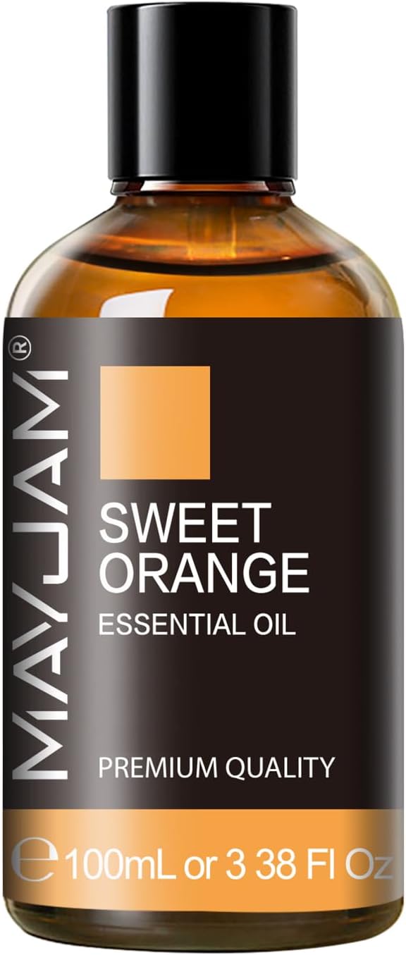 Sweet Orange Essential Oil, MAYJAM 100ml Premium Quality Sweet Orange Oil with Glass Dropper, Huge 3.38fl. oz, Perfect for Aromatherapy and Relaxation